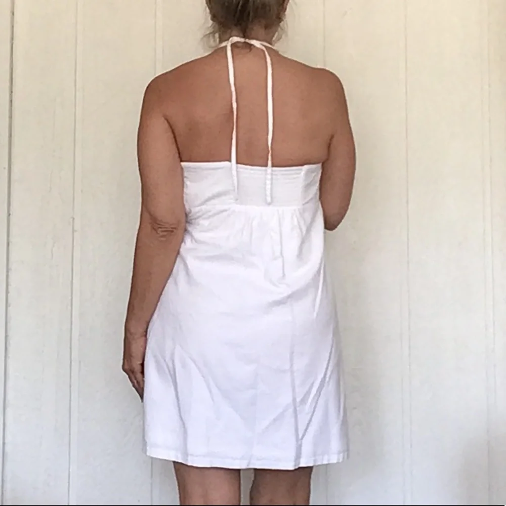 LILLY PULITZER WHITE COTTON EMBELLISHED HALTER DRESS SIZE 8 - Picture 7 of 16